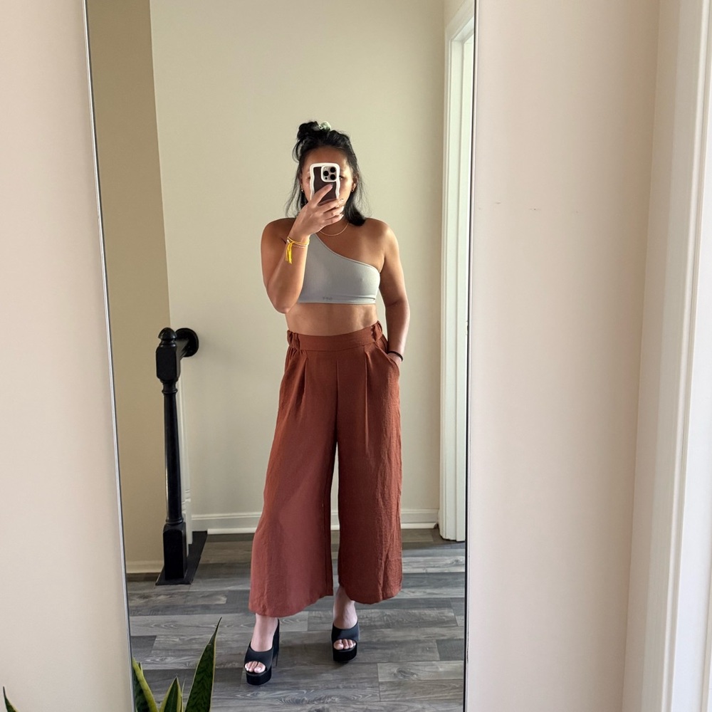 H&M Orange Wide Leg Cropped Pants
